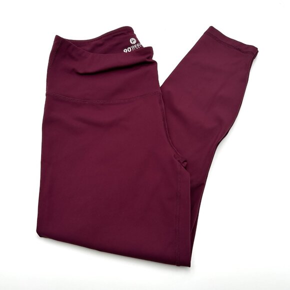 90° by Reflex Leggings L Cranberry Red Ankle Length Stretch Pockets Athleisure - Picture 1 of 2